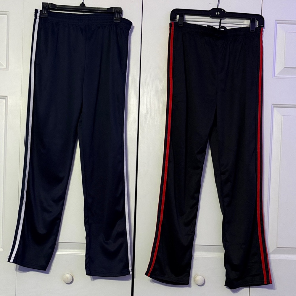 Kids' Black Joggers with Red and White Stripes